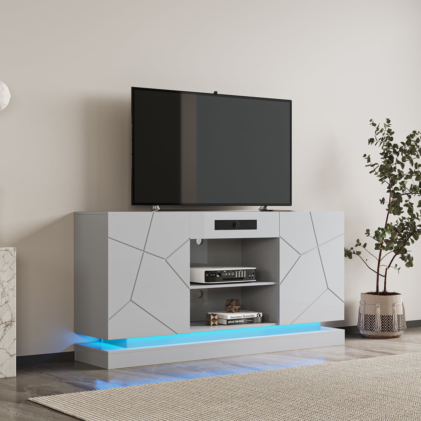 TV Cabinet ;  TV Stand with bluetooth speaker ;  Modern LED TV Cabinet with Storage Drawers;  Living Room Entertainment Center Media Console Table