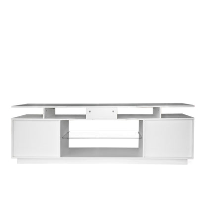 White TV Stand for 80 Inch TV Stands; Media Console Entertainment Center Television Table; 2 Storage Cabinet with Open Shelves for Living Room Bedroom